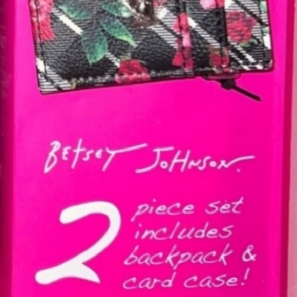 Betsey Johnson " BLACK PATENT CHRISTMAS 2022 CAT” MINI BACKPACK SET Collectable - Picture 4 of 10